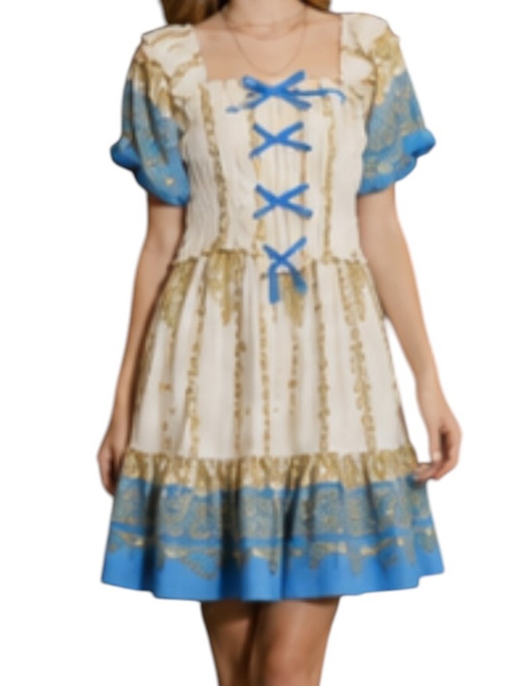 D136 - Umgee Soft Smocked Boho Romance Renaissance MIDI Dress